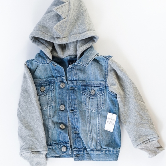 2 Years GAP Denim Jacket, Soft Cotton Hood and Sleeves NWT  - Picture 6 of 6
